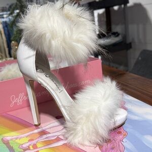 Chic White Fluffy Heels